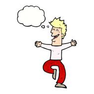 cartoon laughing man with thought bubble N21