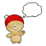 cartoon cute teddy bear in hat with thought bubble N13