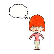 cartoon woman staring with thought bubble N33