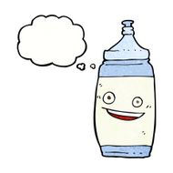 cartoon water bottle with thought bubble N6