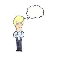 cartoon bored man with thought bubble N40