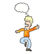 cartoon man panicking with thought bubble N57
