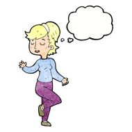 cartoon dancing woman with thought bubble N55