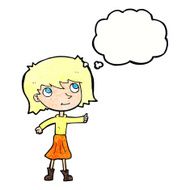cartoon happy girl with thought bubble N92