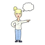 cartoon woman pointing with thought bubble N231