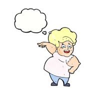 cartoon overweight woman with thought bubble N18