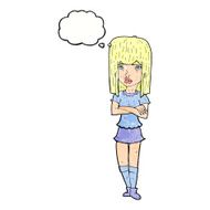 cartoon girl with crossed arms thought bubble N11
