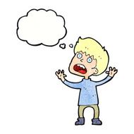 cartoon stressed boy with thought bubble N10
