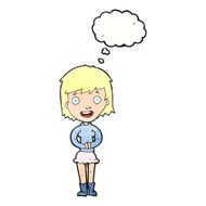 cartoon excited woman with thought bubble N141