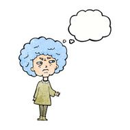 cartoon old lady with thought bubble N10