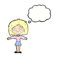 cartoon happy girl with thought bubble N93
