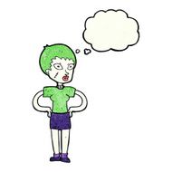 cartoon halloween girl with thought bubble N21