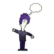 cartoon vampire man with thought bubble N126
