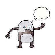 funny cartoon robot with thought bubble N51