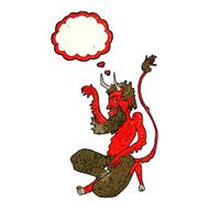 cartoon traditional devil with thought bubble N9