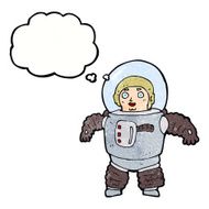 cartoon space man with thought bubble N20