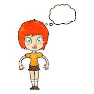 cartoon pretty girl with thought bubble N108