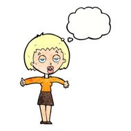 cartoon bored woman with thought bubble N31