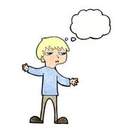 cartoon annoyed boy with thought bubble N43
