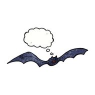 cartoon bat with thought bubble N23