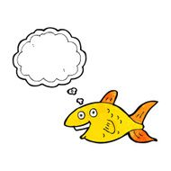 cartoon fish with thought bubble N100