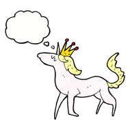cartoon unicorn with thought bubble N45