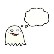 cartoon ghost with thought bubble N21
