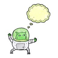 cartoon alien with thought bubble N11