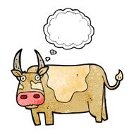 cartoon bull with thought bubble N26