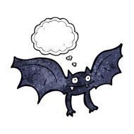 cartoon vampire bat with thought bubble N18