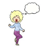 cartoon woman dancing with thought bubble N31