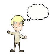cartoon grinning man with thought bubble N96