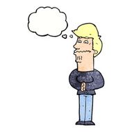 cartoon nervous man with thought bubble N149