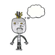 funny cartoon robot with thought bubble N52