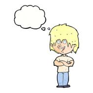 cartoon happy man with thought bubble N495