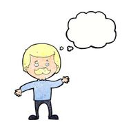 cartoon dad waving with thought bubble N11