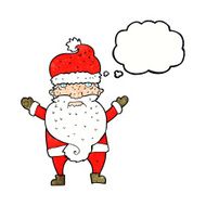 cartoon grumpy santa with thought bubble N11