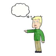 cartoon pointing man with thought bubble N94