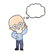 cartoon old man with thought bubble N21