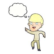 cartoon happy man with thought bubble N496