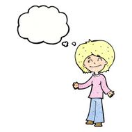 cartoon happy woman with thought bubble N278
