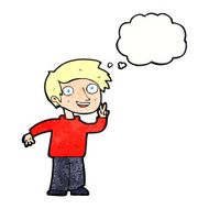 cartoon boy posing for photo with thought bubble N11