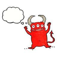 cartoon little devil with thought bubble N19