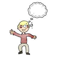cartoon amazed boy with thought bubble N22