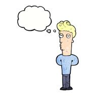 cartoon bored man with thought bubble N41