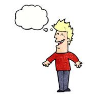cartoon happy man with thought bubble N498