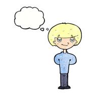 cartoon happy man with thought bubble N499