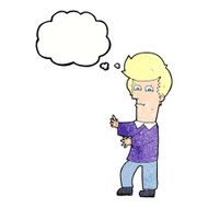 cartoon man gesturing wildly with thought bubble N11