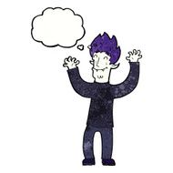 cartoon happy vampire man with thought bubble N32