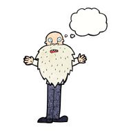 cartoon bearded old man with thought bubble N41